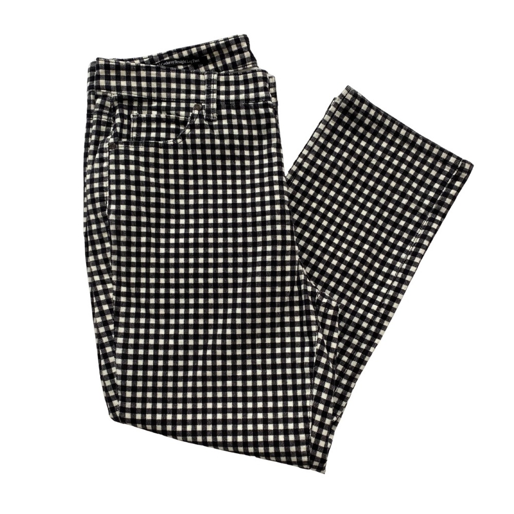 NWOT Talbots 12P Black & White Gingham Corduroy Straight Leg Pants